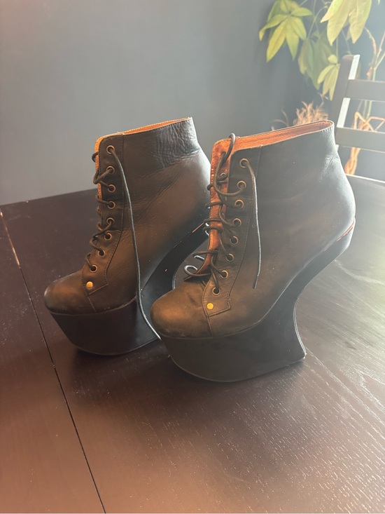 Jeffrey Campbell Shoes - Jeffrey Campbell Black Lace-Up Floating Heel Ankle Boots - Women's